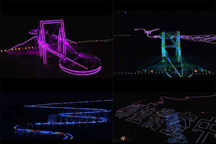 LED線條燈點(diǎn)亮空中水滑道